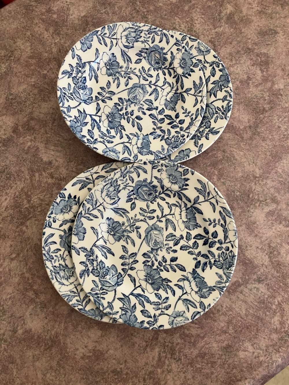 Churchill Blue Peony (smooth)Set of 4 Salad Plates
